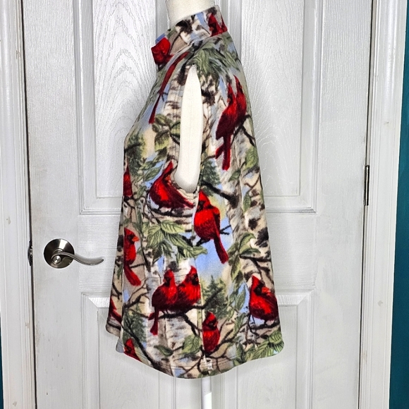 Fleece Red Cardinal Zip down Vest Small - Picture 8 of 12